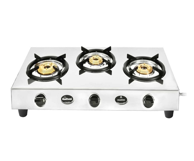 मजबूत स्टेनलेस स्टील वाले Gas Stove 3 Burner हैं भारतीय रसोई के लिए